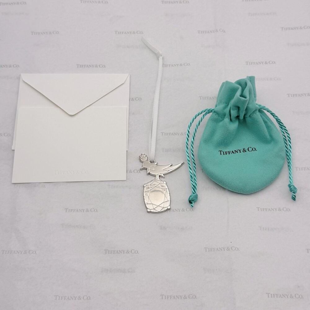 NEW Tiffany & Co. Bird on a Rock Pendant Ornament Charm Gift Pouch Silver - Picture 5 of 5